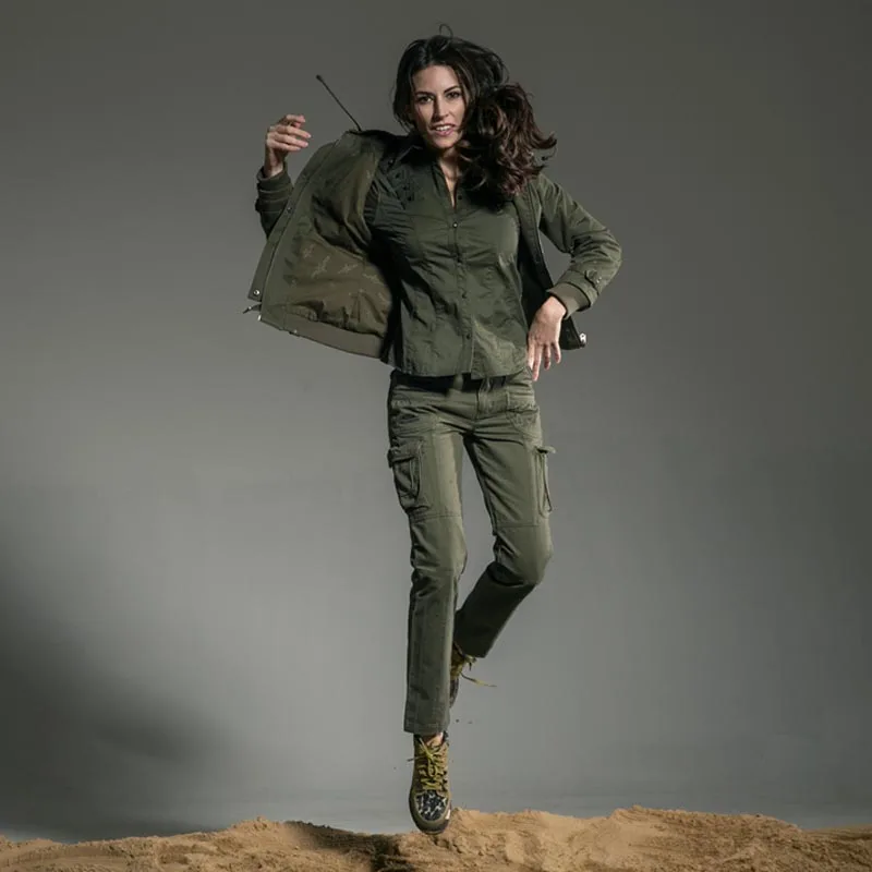 

Free Army Brand Plus Size Casual Loose Jogger Cargo Pants Woman Army Green Overalls Trousers Full Length Gk-9366A