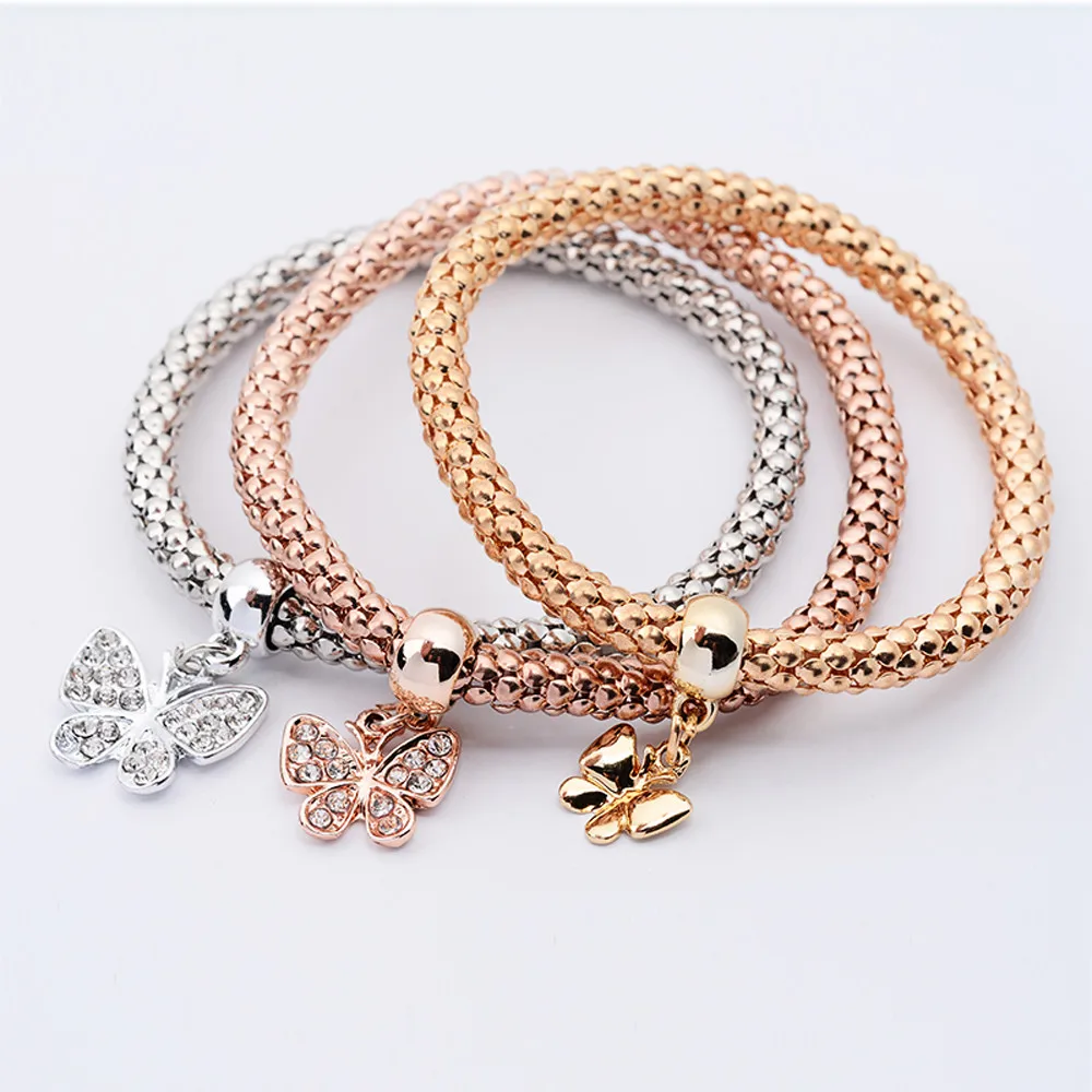 Zerotime# H5 Новая мода 3 шт Женский Pulseiras браслет с подвесками бабочки многослойный браслет Элегантный