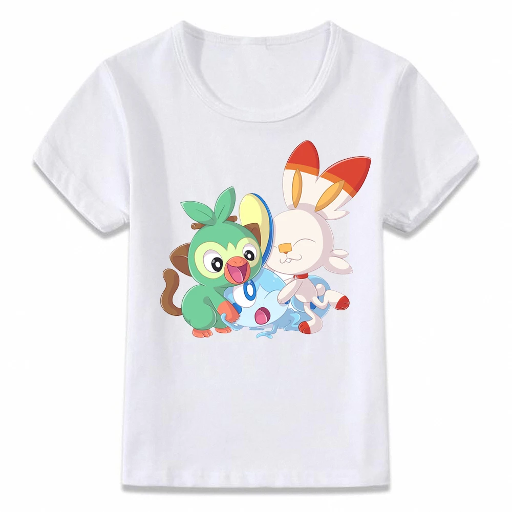 Детская одежда с героями мультфильма рубашка sobble grookey и scorbunny Милая футболка для мальчиков и девочек ясельного и дошкольного возраста рубашки с коротким рукавом