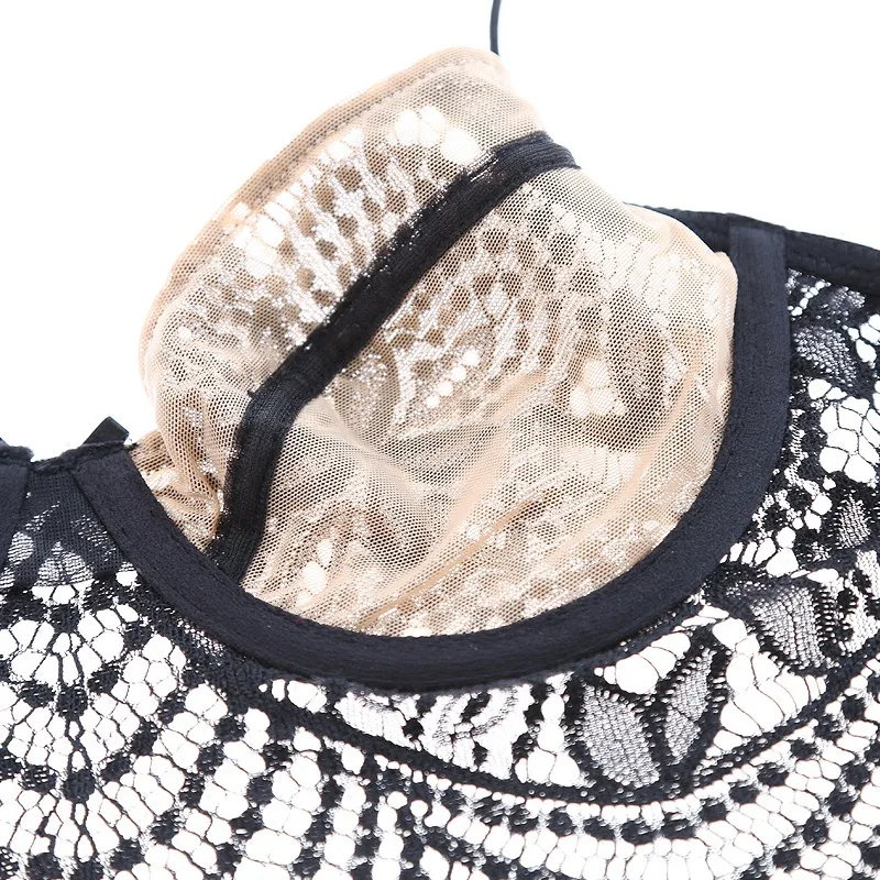 Комплект женского кружевного нижнего белья с тонкой чашкой|transparent bra|french lingeriesexy