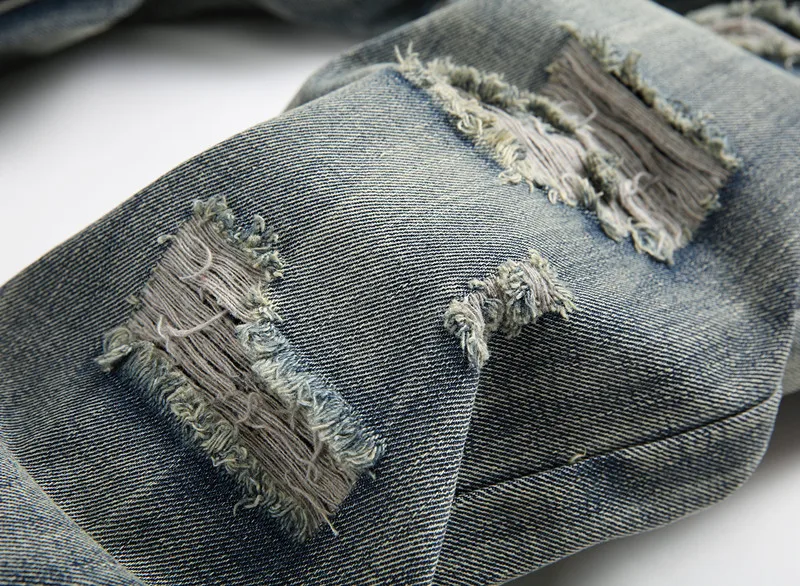 Мужские рваные джинсы GMANCL модные хлопковые Прямые повседневные с дырками в стиле