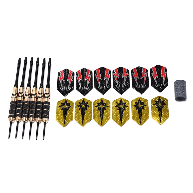 

6pcs Professional Brass Black Nickel Hard Tip Dart Set With Grinding Stone Indoor Sports Darts for Sporting Game
