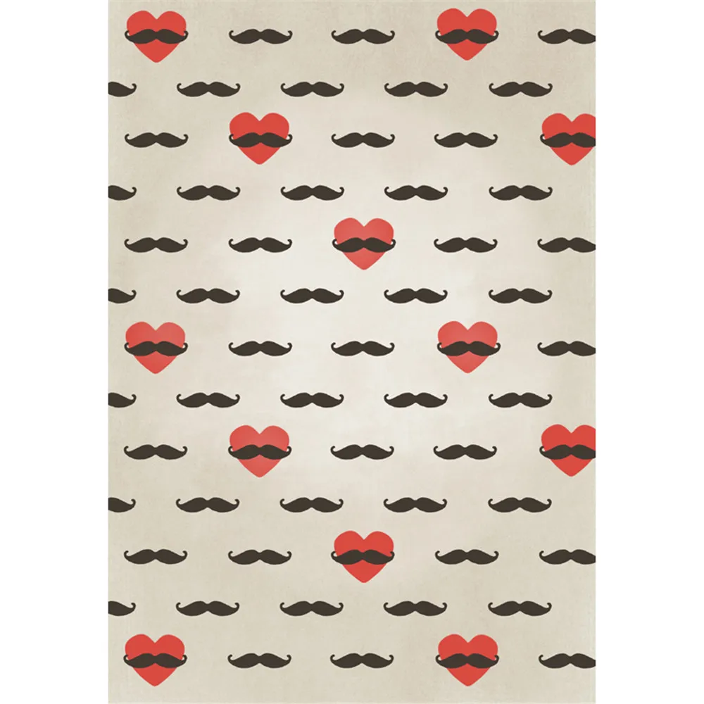 

Valentines Day Kids Photography Background Printed Red Love Hearts Black Beard Baby Newborn Boy Backdrops for Photo Studio