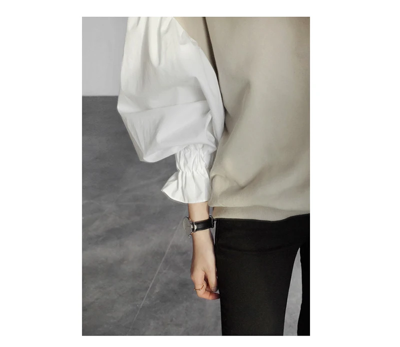 Женский короткий свитшот с круглым вырезом рукавами фонариками|short sweatshirt|sweatshirt