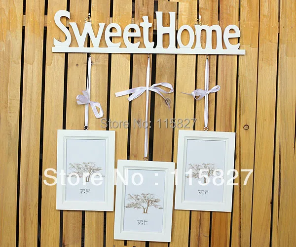 Деревянная фоторамка с деревянной вешалкой 3 шт набор рамка Милая домашняя белый