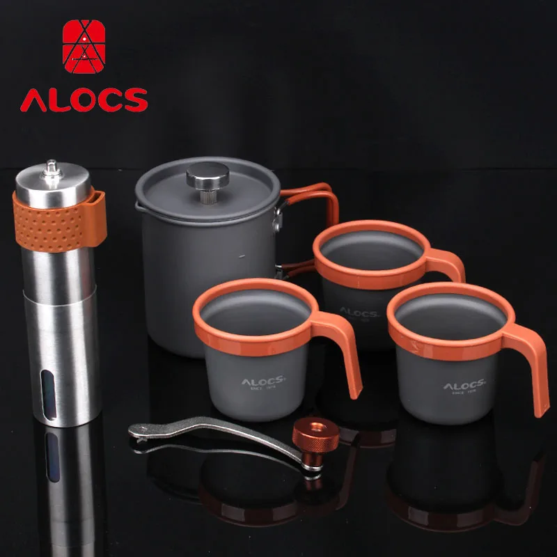 Alocs портативная кофемолка для кемпинга пикника на открытом воздухе с 3 чашками