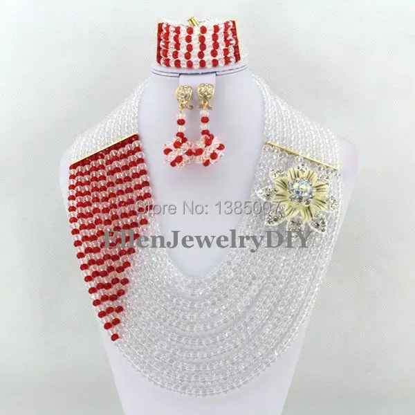 Стильный комплект ювелирных изделий из белых нигерийских свадебных африканских