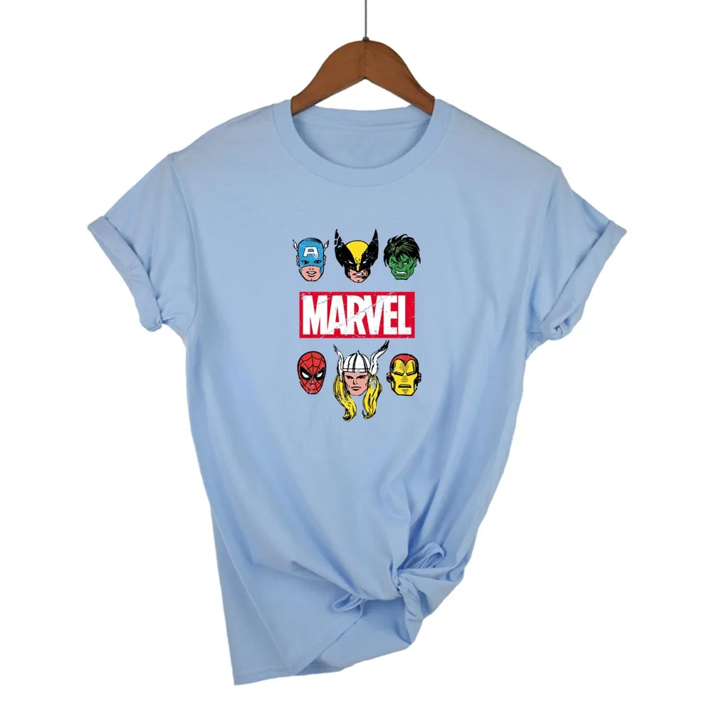 Футболка с надписью MARVEL Женская хлопковая повседневная забавная|Футболки| |