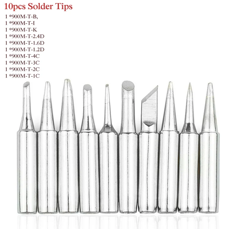 10pcs Solder Tip 80 Вт ЕС вилка ЖК-цифровой дисплей паяльник Регулируемая температура Электрический паяльник сварка ремонт инструменты - Цвет: 10pcs Solder Tip