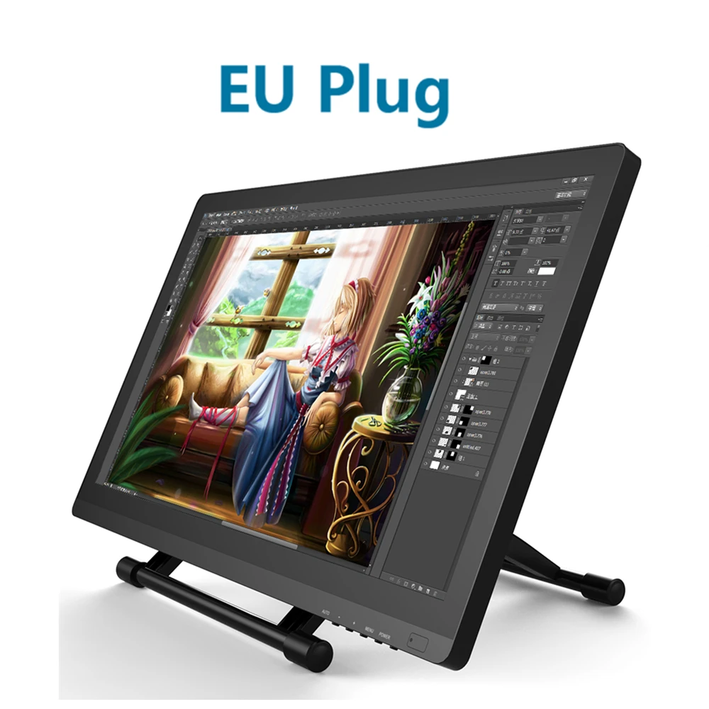 EU Plug VEIKK VK2150 21,5 Дюймов графический планшет графический монитор цифровой планшет Full HD сенсорная ручка планшет монитор с 8192 уровнями - Цвет: EU Plug
