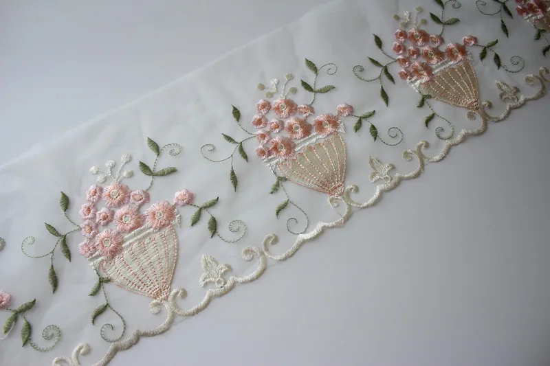 20 см 7 87 дюйма wide-3yards/лот розовый вышитый тюль кружевная отделка для украшения