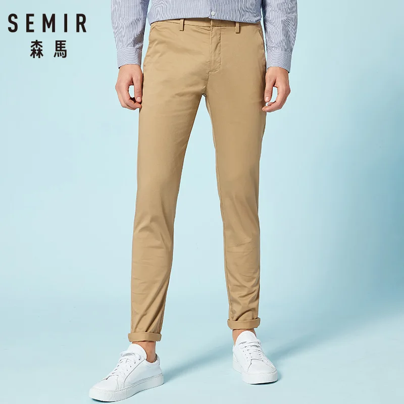 SEMIR, новинка, повседневные брюки, Мужская брендовая одежда, простые однотонные брюки, мужские, высокое качество, тянущиеся, облегающие брюки, для осени