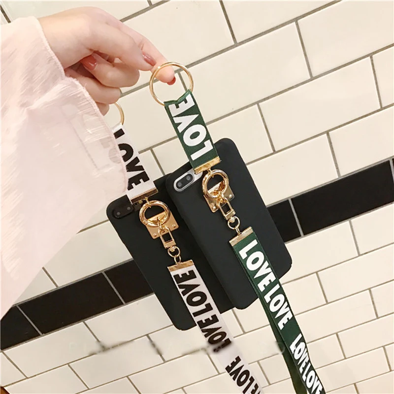 Модный матовый чехол с ремешками на шее для iphone 8 plus 7 5 5S se 6 6s телефона кольцом