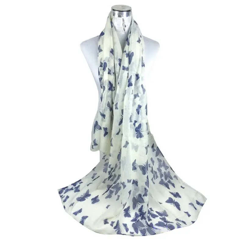 Женские шарфы из мягкого хлопка и полиэстера с модным принтом бабочки|Женские