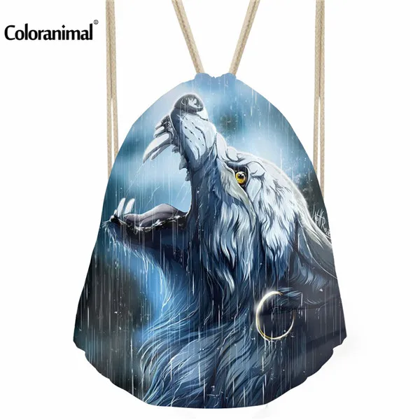 H1482Z3 INSTANTARTS Для Мужчин's спортивные сумки классный волк Drawstring рюкзак тренажерный зал на свежем воздухе дорожные сумки для Обувь Мужская Спортивная Training Sack - Цвет: H1482Z3