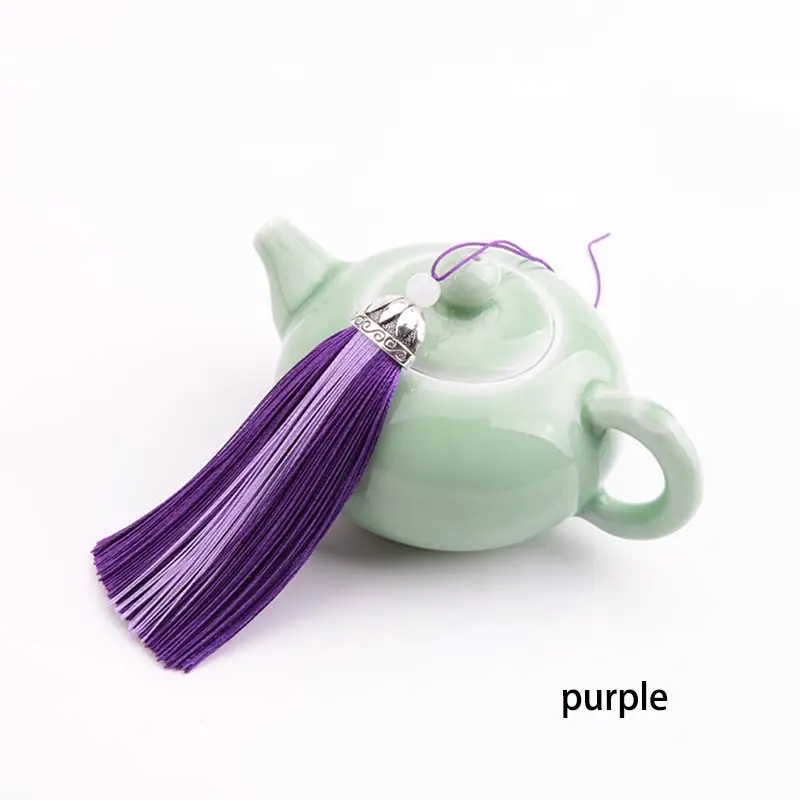 purple 12 шт./лот, шапка лотоса, двухцветная, с кисточками, шелковая бахрома, челка, цветок, кисточка, декоративные кисточки для штор, аксессуары для украшения дома - Цвет: purple