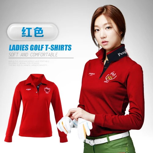 Pgm golf одежда Гольф Женская рубашка поло с длинным рукавом осенние и зимние корейские рубашки - Цвет: red