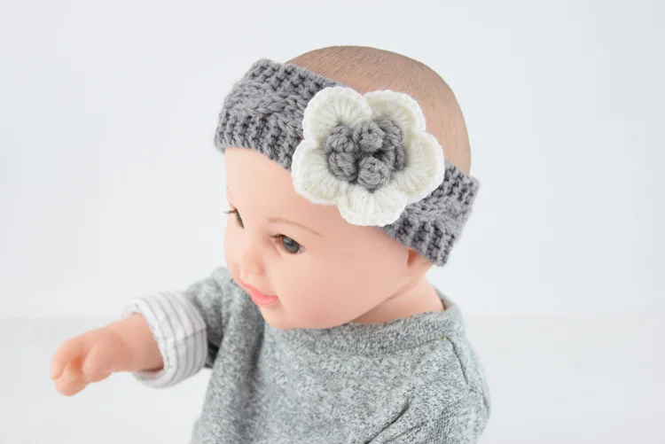 Вязаные цветочные повязки для волос детская зимняя резинка твист тканые