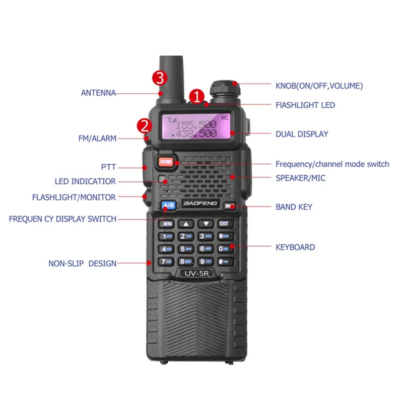 Baofeng UV-5R 3800 MAh 5W Walkie Talkie UHF400-520MHz VHF136-174MHz Portable Two Way Radio Ham UV5R CB Radio UV 5R Hunting Radio