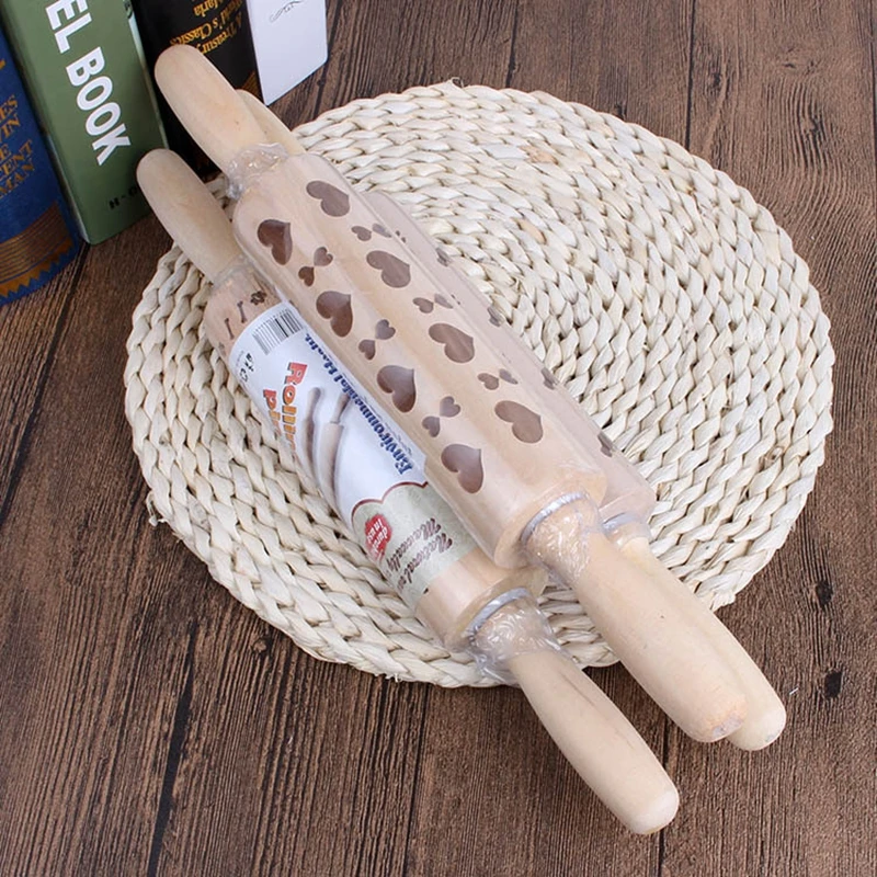 Christmas Snowflake Dog Cat Wooden Rolling Pin Embossing Baking Cookies Noodle Biscuit Fondant Cake Dough Patterned Roller L1029 | Дом и сад