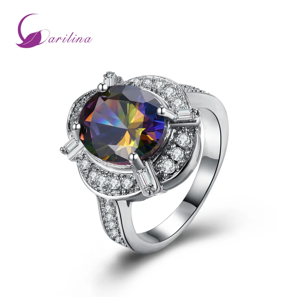 Блестящие Обручальные кольца серебряного цвета с радужным мистическим