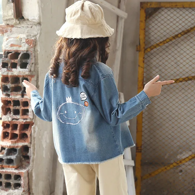 Детская одежда Rlyaeiz джинсовая куртка для девочек пальто высокого качества весна