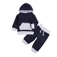 newborn kid baby boy clothes set black hooded long sleeve topblack pants 2pcs bebe children casual clothing set