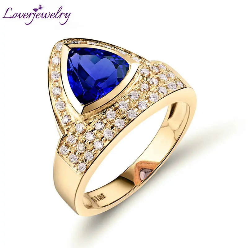 LOVERJEWELRY кольцо из танзанита с триллионом огранки в 18Kt желтое золото обручальное