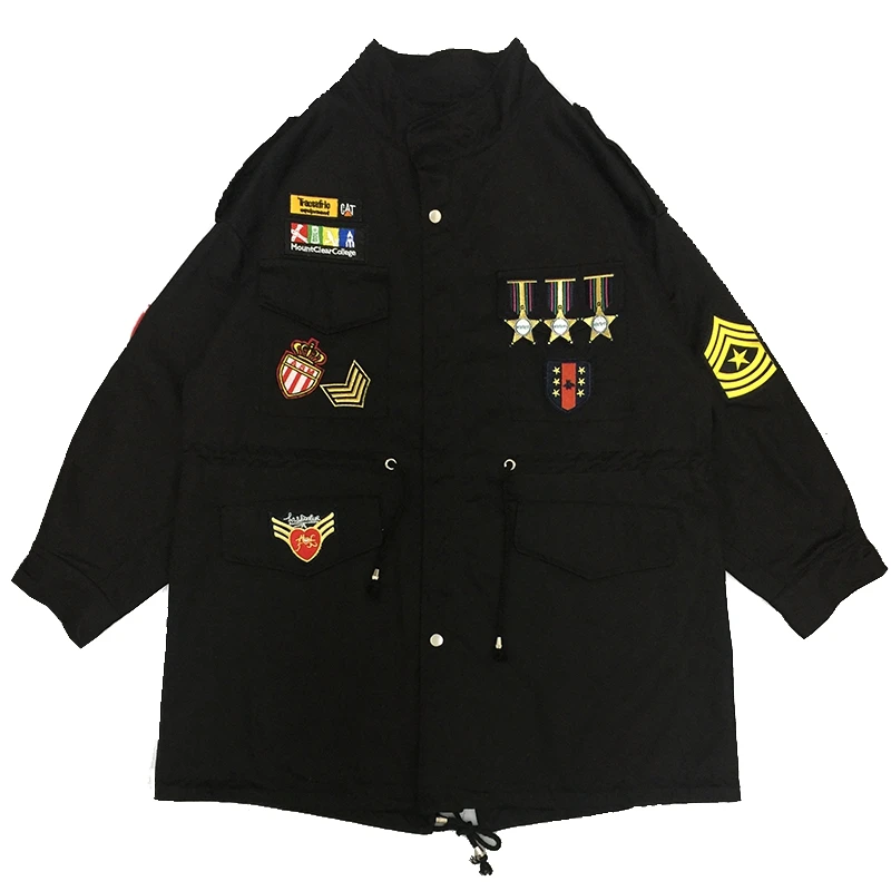 Для женщин denimTrench пальто Демисезонный патч конструкции знак ветровка
