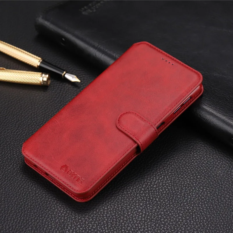 Red Магнитный кожаный чехол-книжка с отделениями для карт чехол для samsung Galaxy S10 S9 S8 Plus Note 9 8 A6 A8 A7 A9 A6s A8s A10 A30 A50 M10 M20 S10e чехол s - Цвет: Red