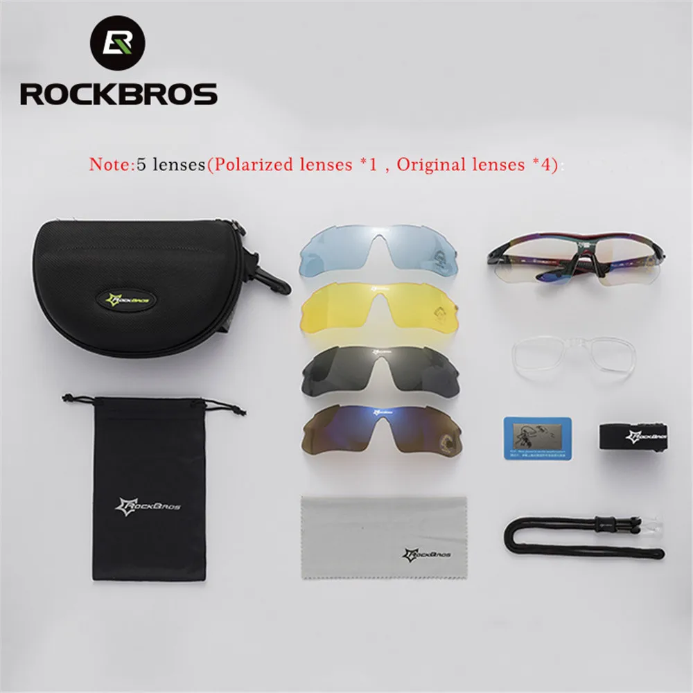 ROCKBROS, новинка, поляризационные спортивные мужские солнцезащитные очки, для шоссейного велоспорта, унисекс, MTB, для езды на велосипеде, защитные очки, 5 линз