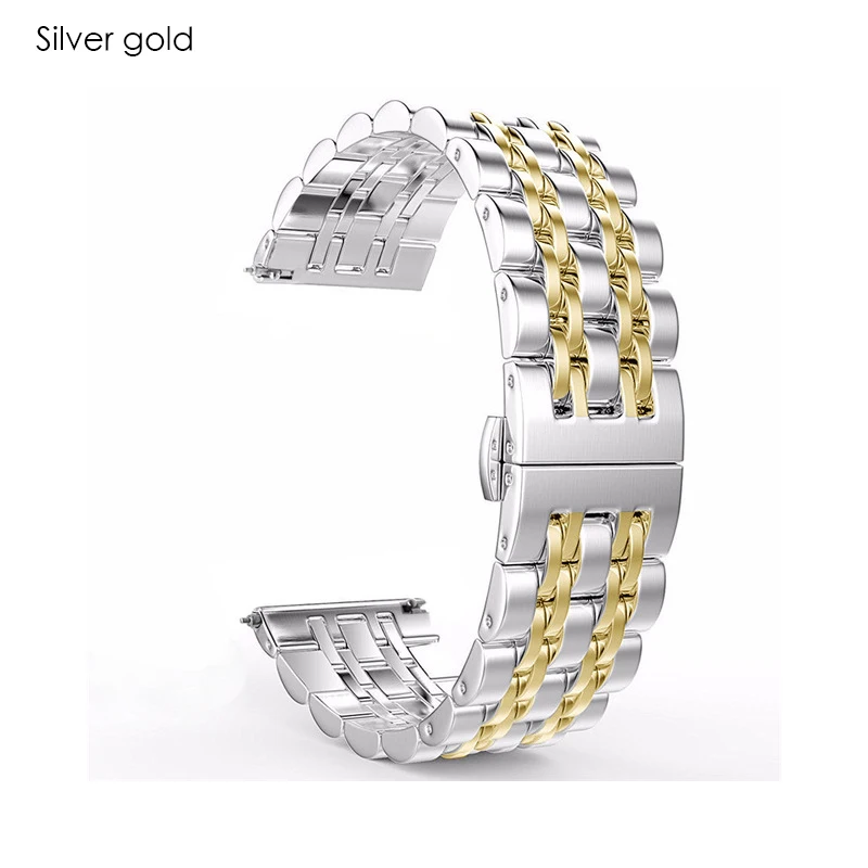 Silver gold Металлический ремешок для Xiaomi Huami Amazfit GTR 47 мм 42 мм браслет из нержавеющей стали для Amazfit Bip lite/Stratos 2 2 S/Pace Band - Цвет ремешка: Silver gold