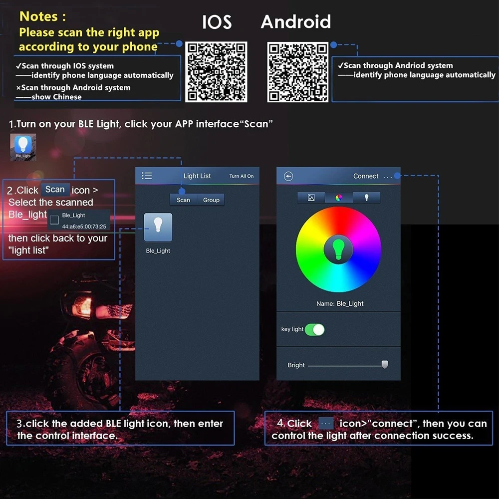 Автомобильный RGB светодиодный Рок подсвечивающий свет комплект днище Водонепроницаемый Trail Rig неоновые огни комплект с мобильным телефоном приложение мини синий зуб