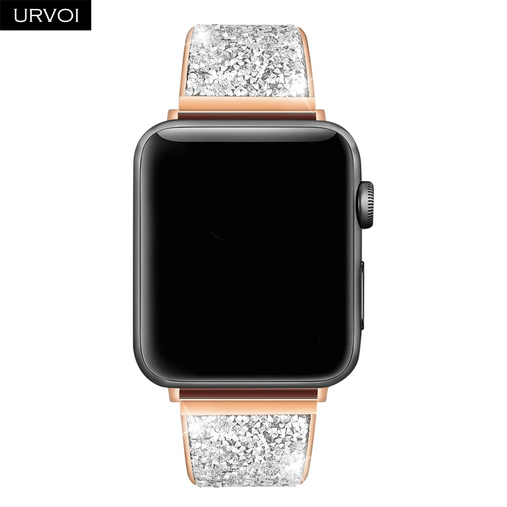 URVOI браслет для apple watch series 6 SE 5 4 321 ремешок iwatch Роскошный Блестящий Цирконий