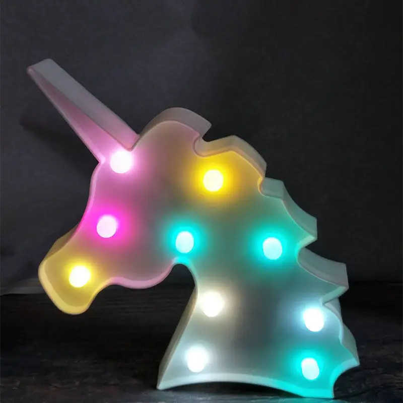 Colorful Экзотический светильник Единорог светодиодный Unicornio головной ночник 3D цветные лампы для детей Рождественский подарок вечерние украшения стола - Испускаемый цвет: Colorful