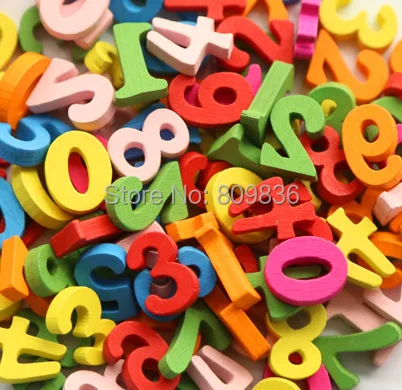 50 шт./лот деревянные пуговицы в виде фигурок с разными цифрами для рукоделия