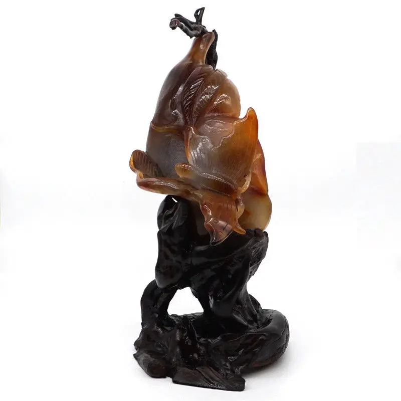 Статуя-бабочка натуральный драгоценный камень кармелийский красный агат жеод