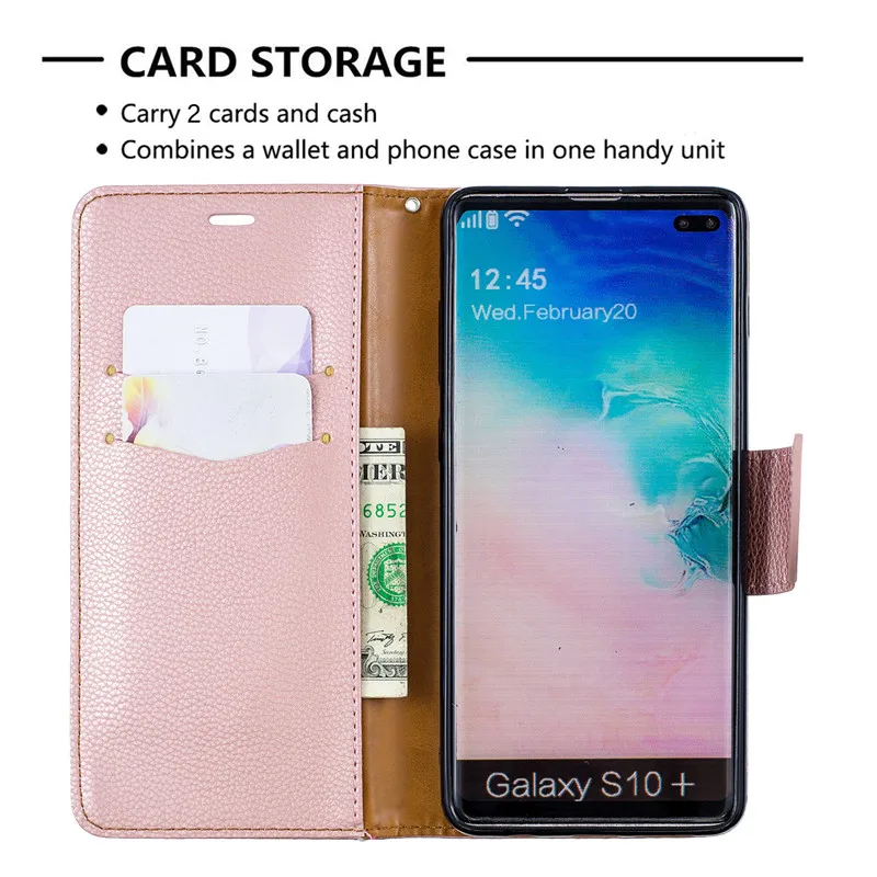 Кожаный флип чехол для Samsung Galaxy S10 Plus кошелек держатель карт силиконовый Edge S9