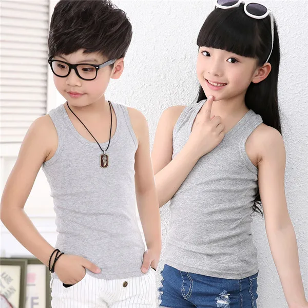 Grey word vest Детские Майки для девочек; Детская жилетка; пляжная одежда; летняя одежда для маленьких девочек; топы; хлопковые детские майки без рукавов; нижнее белье на бретельках - Цвет: Grey word vest