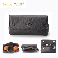 muxiang soft pu leather bag clutch for 2 pipes portable tobacco smoking pipe casepouch smoking tools accessories fc0014