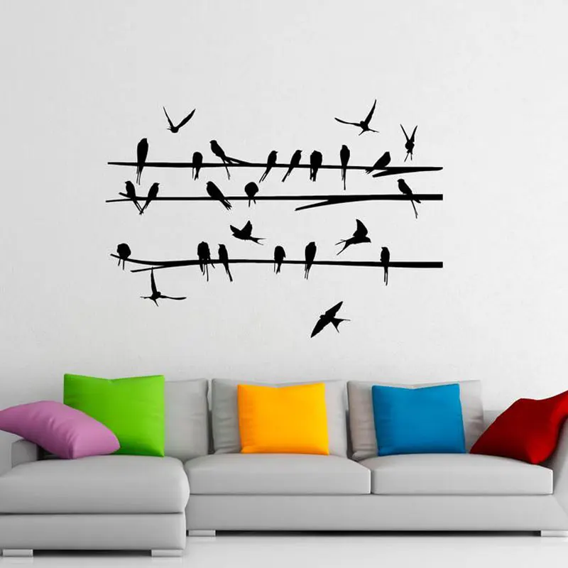 

Bird On Branch Wall Sticker Flock Of Birds Tree Decals Vinyl Home Animal Decor Room Interior Design Art Mural Housewares 3596