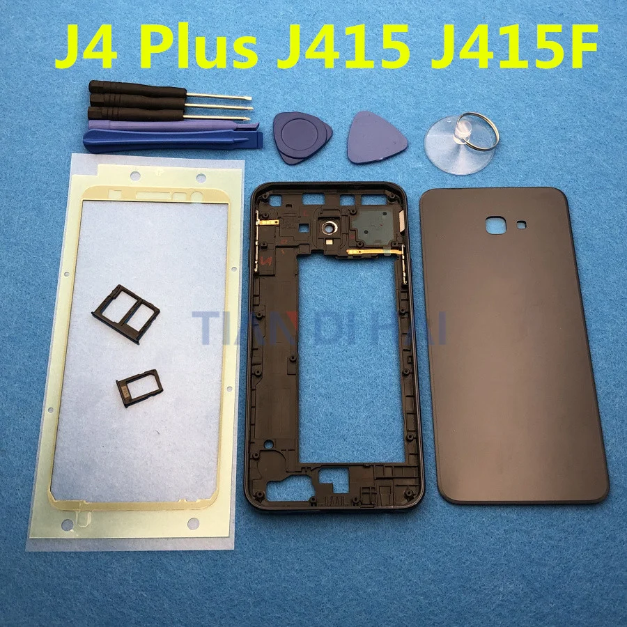 Полный корпус панель средней рамы крышка аккумулятора Дверь для Samsung Galaxy J4 Plus + J415