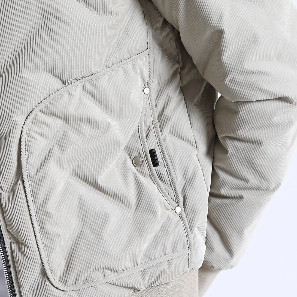 Мужской пуховик-бомбер SIMWOOD куртка на белом утином пухе 2019 бейсбольная