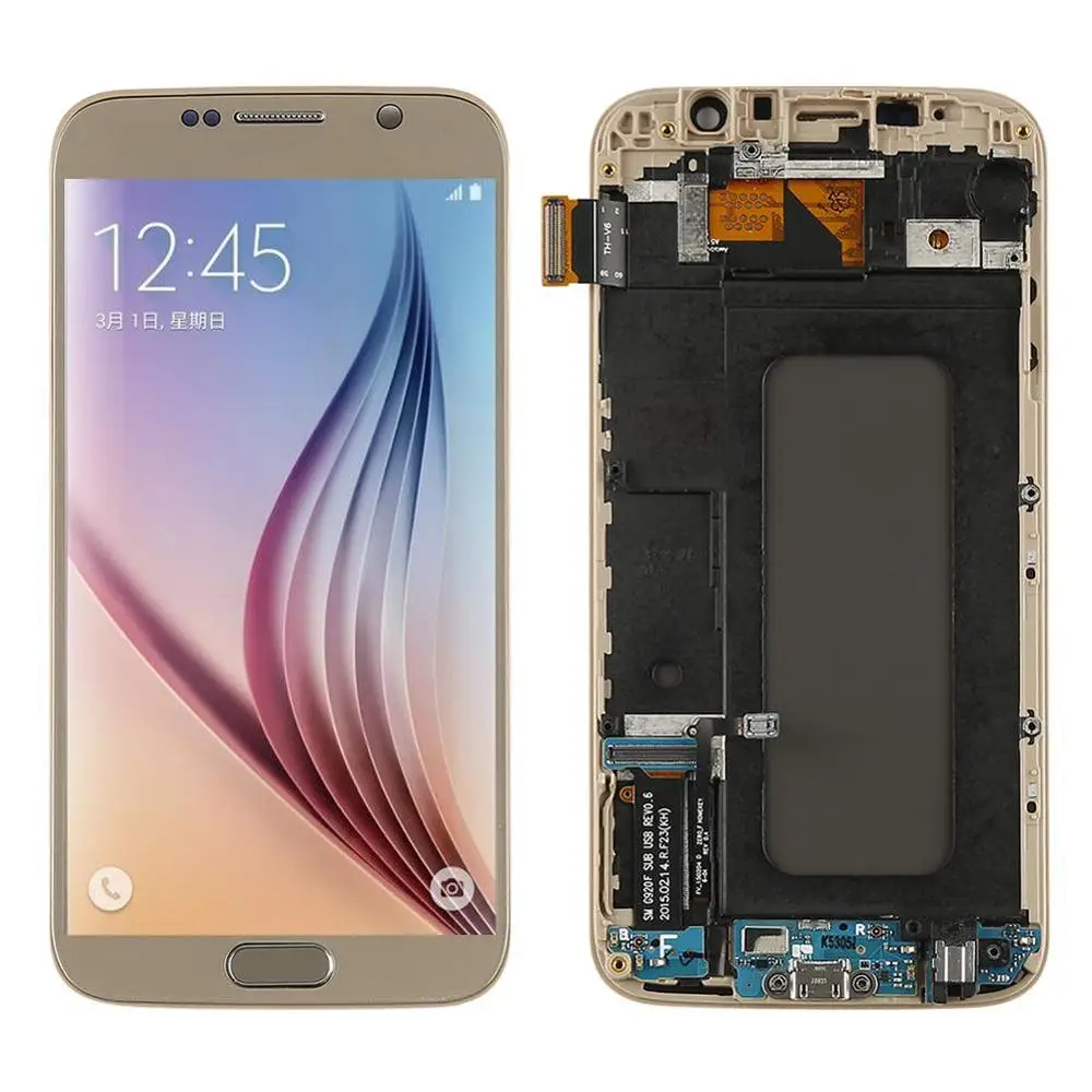 G920F ЖК-дисплей для samsung Galaxy S6 G920 G920F ЖК-дисплей дигитайзер сенсорный экран с рамкой в сборе для samsung G920f дисплей