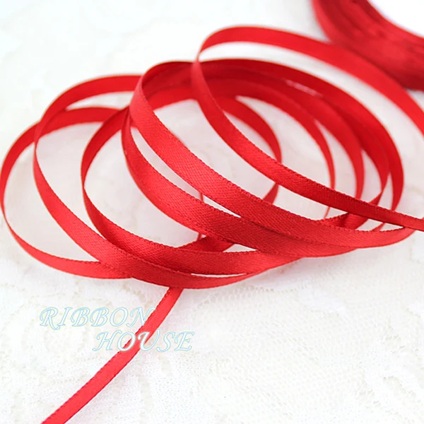 

(25 yards/roll ) 1/4" (6mm) Red Single Face Satin Ribbon Webbing Decoration Ribbon Gift Christmas Ribbons Wholesale