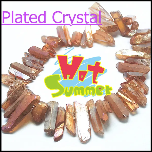 

Plated Crystal Beads Strand Irregular Shape 30cm length rainbow color brown color for choice