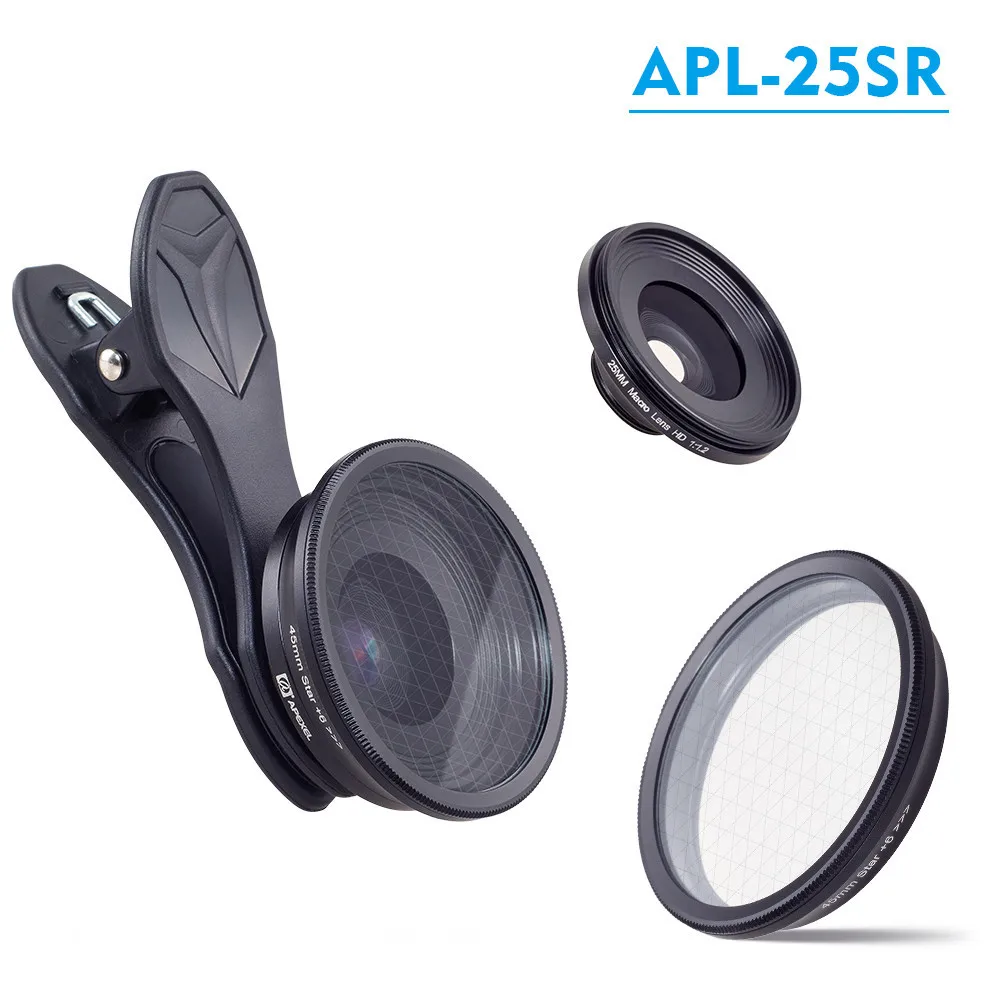 APEXEL 25 мм Супер Макро объектив с звездным фильтром фотография макро lentes Объективы