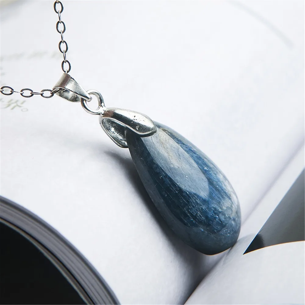 Подвеска из натурального синего кианита для мужчин и женщин мощное ожерелье с