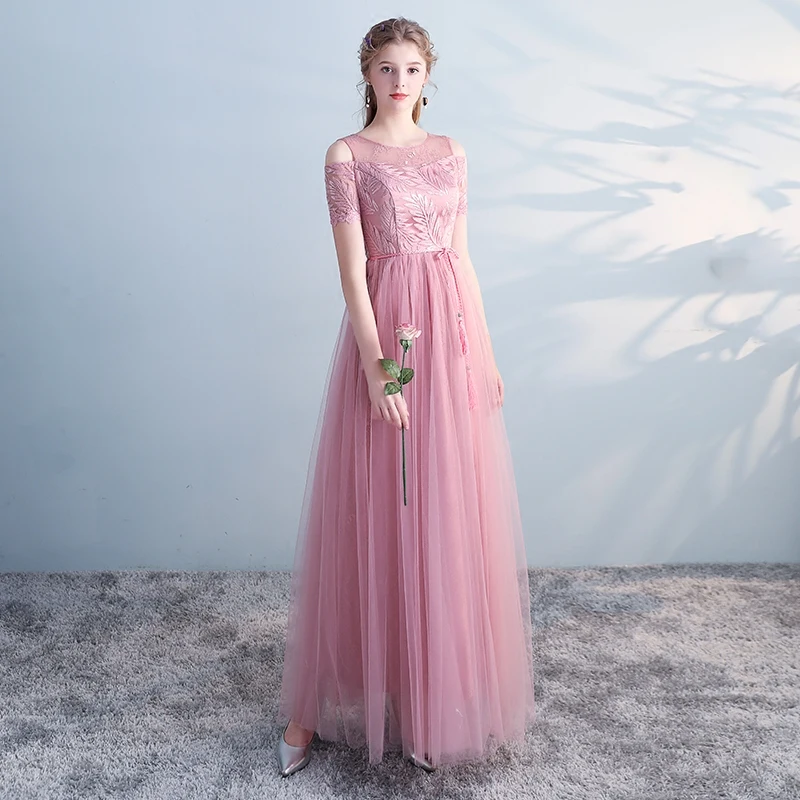 He's Bride Flare Sleeves Lace Up Back Floor-Length Pink Evening Dress Custom Party Gown Vestidos De Fiesta Vestido Noche | Свадьбы и