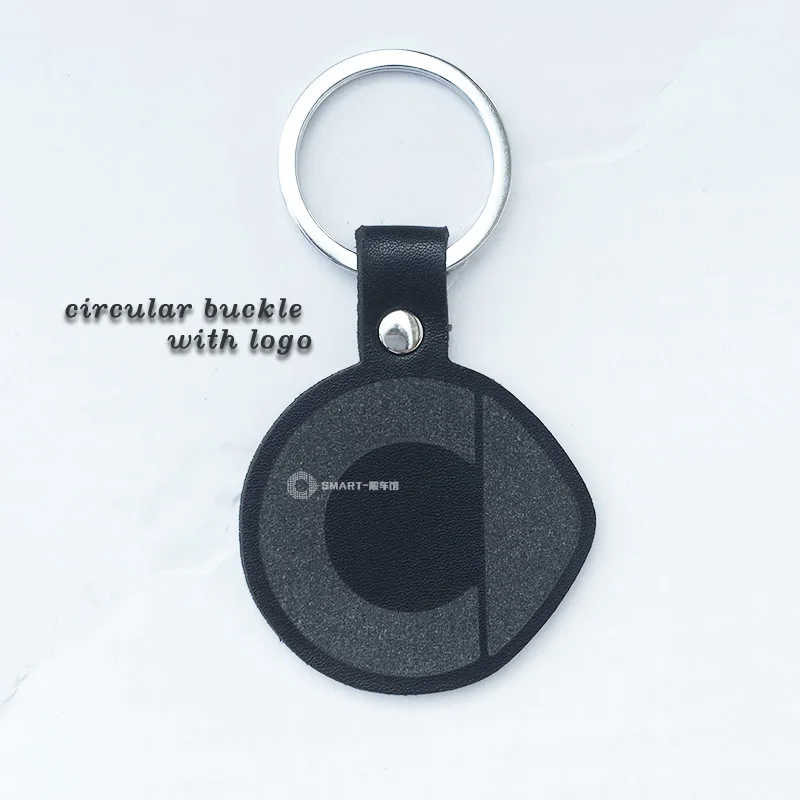 circular-logo Черный кожаный брелок из воловьей кожи, автомобильный брелок Smart 450 451 Smart 453 Fortwo Forfour, автомобильный брелок Hing-end - Название цвета: circular-logo